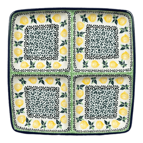Polish Pottery Divided Square Dish (Lemons and Leaves) | AB40-2749X Additional Image at PolishPotteryOutlet.com