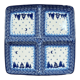 Polish Pottery Divided Square Dish (Winter Skies) | AB40-2826X Additional Image at PolishPotteryOutlet.com