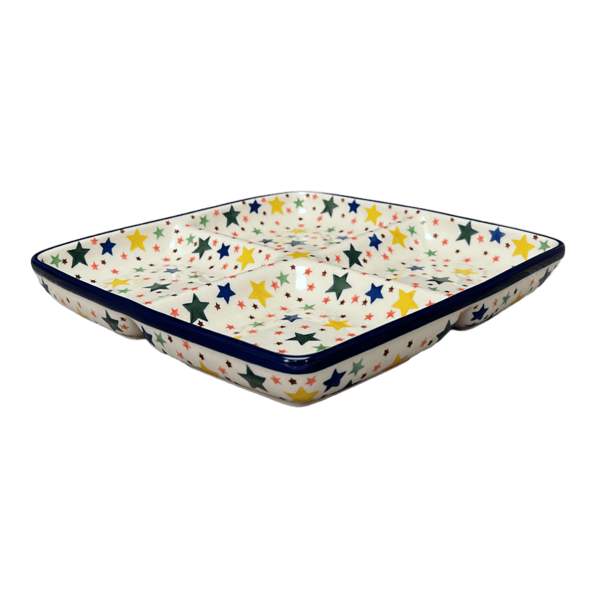 Divided Square Dish, 9.75" in "Star Shower" by Ceramika Artystyczna | AB40-359X