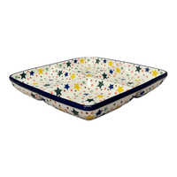 A picture of a Polish Pottery Divided Square Dish (Star Shower) | AB40-359X as shown at PolishPotteryOutlet.com/products/divided-square-dish-star-shower-ab40-359x