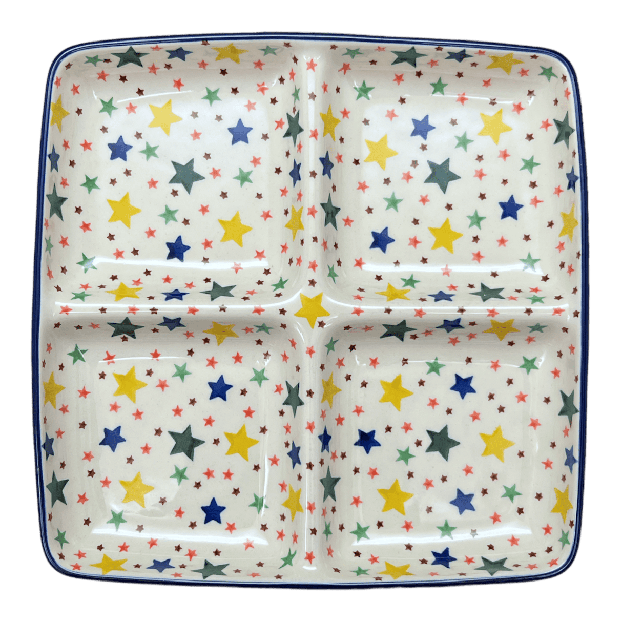 Divided Square Dish, 9.75" in "Star Shower" by Ceramika Artystyczna | AB40-359X