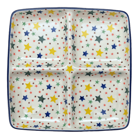 Divided Square Dish, 9.75" in "Star Shower" by Ceramika Artystyczna | AB40-359X