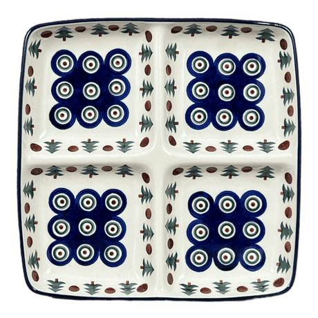 Divided Square Dish, 9.75" in "Peacock Pine" by Ceramika Artystyczna | AB40-366X