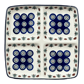 Polish Pottery Divided Square Dish (Peacock Pine) | AB40-366X Additional Image at PolishPotteryOutlet.com