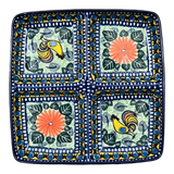 Divided Square Dish, 9.75" in "Regal Roosters" by Ceramika Artystyczna | AB40-U2617