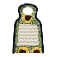A picture of a Polish Pottery 6" Small Grater (Sunflower Field) | AB46-U4737 as shown at PolishPotteryOutlet.com/products/6-small-grater-sunflower-field-ab46-u4737
