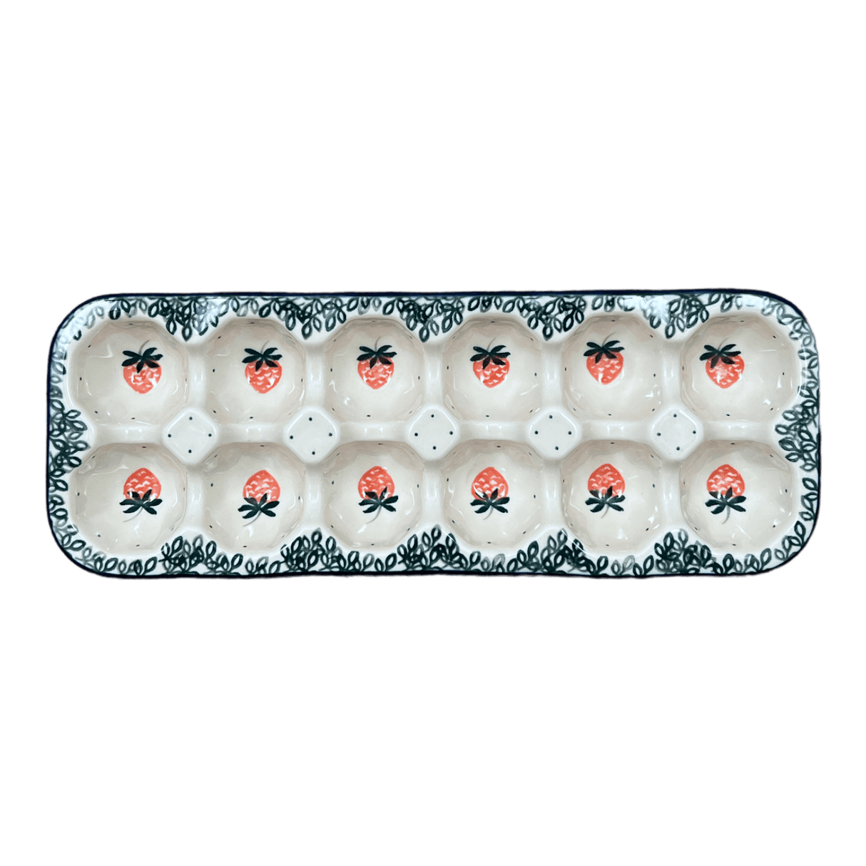 Egg Carton, 13.25" x 5" in "Strawberry Patch" by Ceramika Artystyczna | AC28-721X