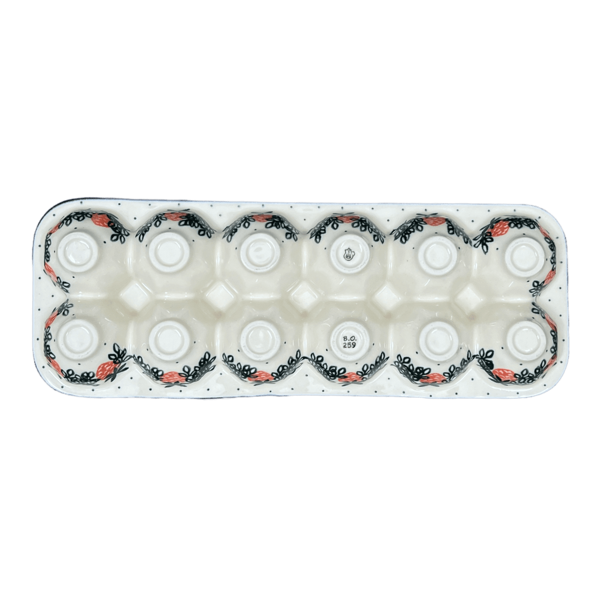 Egg Carton, 13.25" x 5" in "Strawberry Patch" by Ceramika Artystyczna | AC28-721X