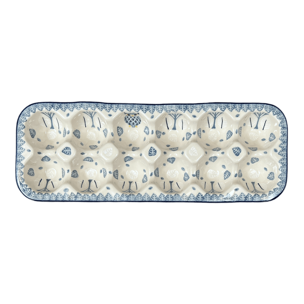 Egg Carton, 13.25" x 5" in "Lone Owl" by Ceramika Artystyczna | AC28-U4872