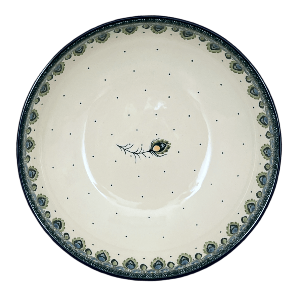 Bowl, Round, Serving, 10.5" in "Peacock Plume" by Ceramika Artystyczna | AC36-2218X