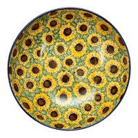 A picture of a Polish Pottery 10.5" Serving Bowl (Sunflower Field) | AC36-U4737 as shown at PolishPotteryOutlet.com/products/10-5-serving-bowl-sunflower-field-ac36-u4737
