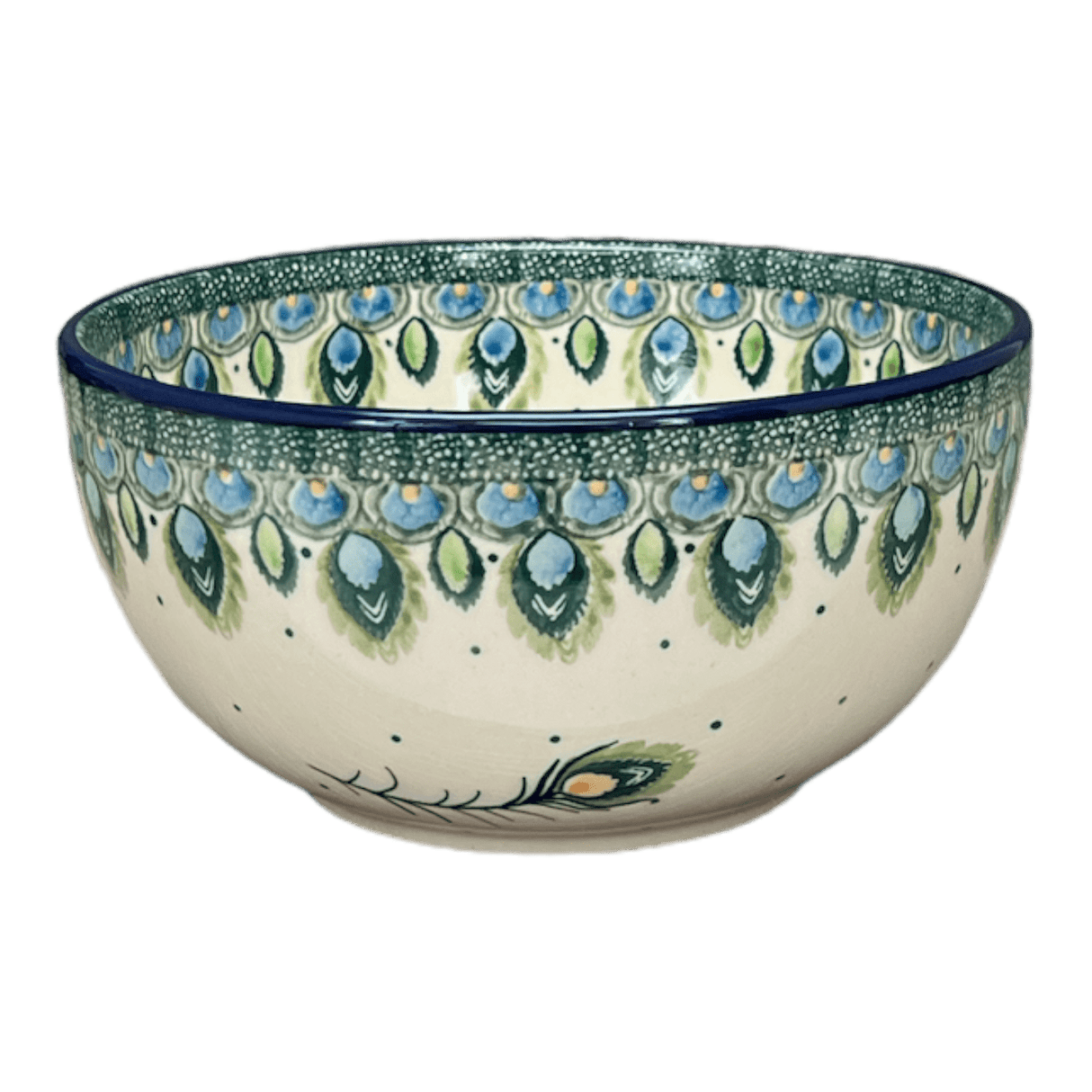 Bowl, Round, Deep, 6.25" in "Peacock Plume" by Ceramika Artystyczna | AC37-2218X