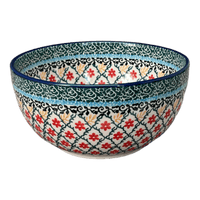 A picture of a Polish Pottery Bowl, Round, Deep, 6.25" in "Garden Trellis" by Ceramika Artystyczna | AC37-U2123 as shown at PolishPotteryOutlet.com/products/deep-6-25-bowl-garden-trellis-ac37-u2123