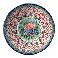 A picture of a Polish Pottery Bowl, Round, Deep, 6.25" in "Garden Trellis" by Ceramika Artystyczna | AC37-U2123 as shown at PolishPotteryOutlet.com/products/deep-6-25-bowl-garden-trellis-ac37-u2123