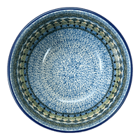A picture of a Polish Pottery Deep 6.25" Bowl (Aztec Blues) | AC37-U4428 as shown at PolishPotteryOutlet.com/products/deep-6-25-bowl-aztec-blues-ac37-u4428