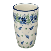 A picture of a Polish Pottery CA 14 oz. Tumbler (Hyacinth in the Wind) | AC53-2037X as shown at PolishPotteryOutlet.com/products/14-oz-tumbler-hyacinth-in-the-wind-ac53-2037x