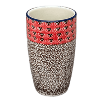 A picture of a Polish Pottery CA 14 oz. Tumbler (Coral Fans) | AC53-2199X as shown at PolishPotteryOutlet.com/products/14-oz-tumbler-coral-fans-ac53-2199x