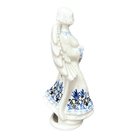 A picture of a Polish Pottery CA 9" Tall Angel Luminary  (Labrador Loop) | AC68-2862X as shown at PolishPotteryOutlet.com/products/9-tall-angel-luminary-labrador-loop-ac68-2862x