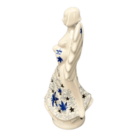 A picture of a Polish Pottery CA 9" Tall Angel Luminary  (Starry Sea) | AC68-454C as shown at PolishPotteryOutlet.com/products/9-tall-angel-luminary-starry-sea-ac68-454c