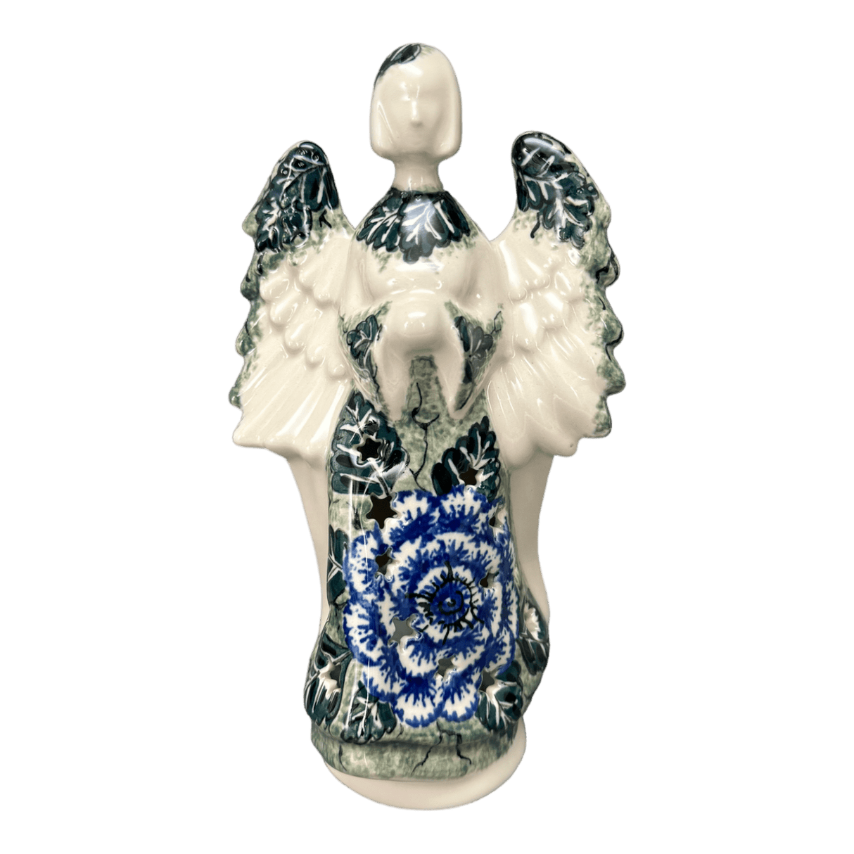 Luminary, Tall Angel, 9" in "Blue Dahlia" by Ceramika Artystyczna | AC68-U1473