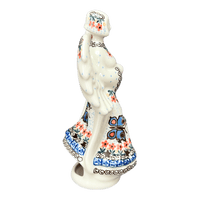 A picture of a Polish Pottery 9" Tall Angel Luminary  (Butterfly Parade) | AC68-U1493 as shown at PolishPotteryOutlet.com/products/9-tall-angel-luminary-butterfly-parade-ac68-u1493