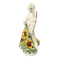 A picture of a Polish Pottery 9" Tall Angel Luminary  (Sunflower Field) | AC68-U4737 as shown at PolishPotteryOutlet.com/products/9-tall-angel-luminary-sunflower-field-ac68-u4737