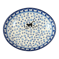 A picture of a Polish Pottery CA 10.25" Oval Dish (Cat Tracks) | AC93-1771 as shown at PolishPotteryOutlet.com/products/10-25-oval-dish-cat-tracks-ac93-1771