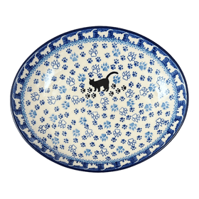 Polish Pottery CA 10.25" Oval Dish (Cat Tracks) | AC93-1771 Additional Image at PolishPotteryOutlet.com