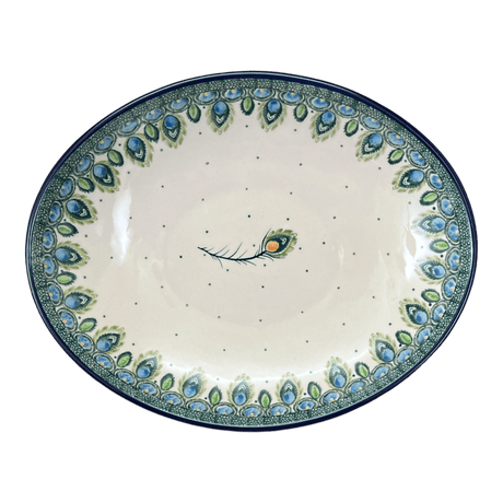 Dish, Oval, 10.25" in "Peacock Plume" by Ceramika Artystyczna | AC93-2218X