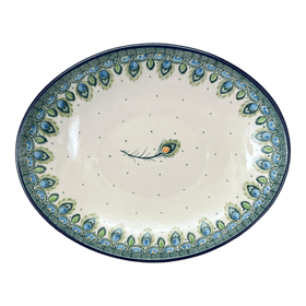 Polish Pottery CA 10.25" Oval Dish (Peacock Plume) | AC93-2218X Additional Image at PolishPotteryOutlet.com