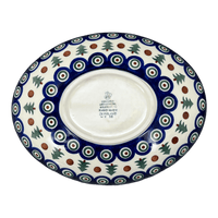 A picture of a Polish Pottery 10.25" Oval Dish (Peacock Pine) | AC93-366X as shown at PolishPotteryOutlet.com/products/10-25-oval-dish-peacock-pine-ac93-366x