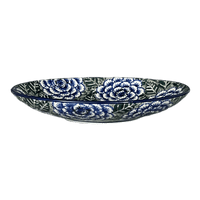 A picture of a Polish Pottery 10.25" Oval Dish (Blue Dahlia) | AC93-U1473 as shown at PolishPotteryOutlet.com/products/10-25-oval-dish-blue-dahlia-ac93-u1473