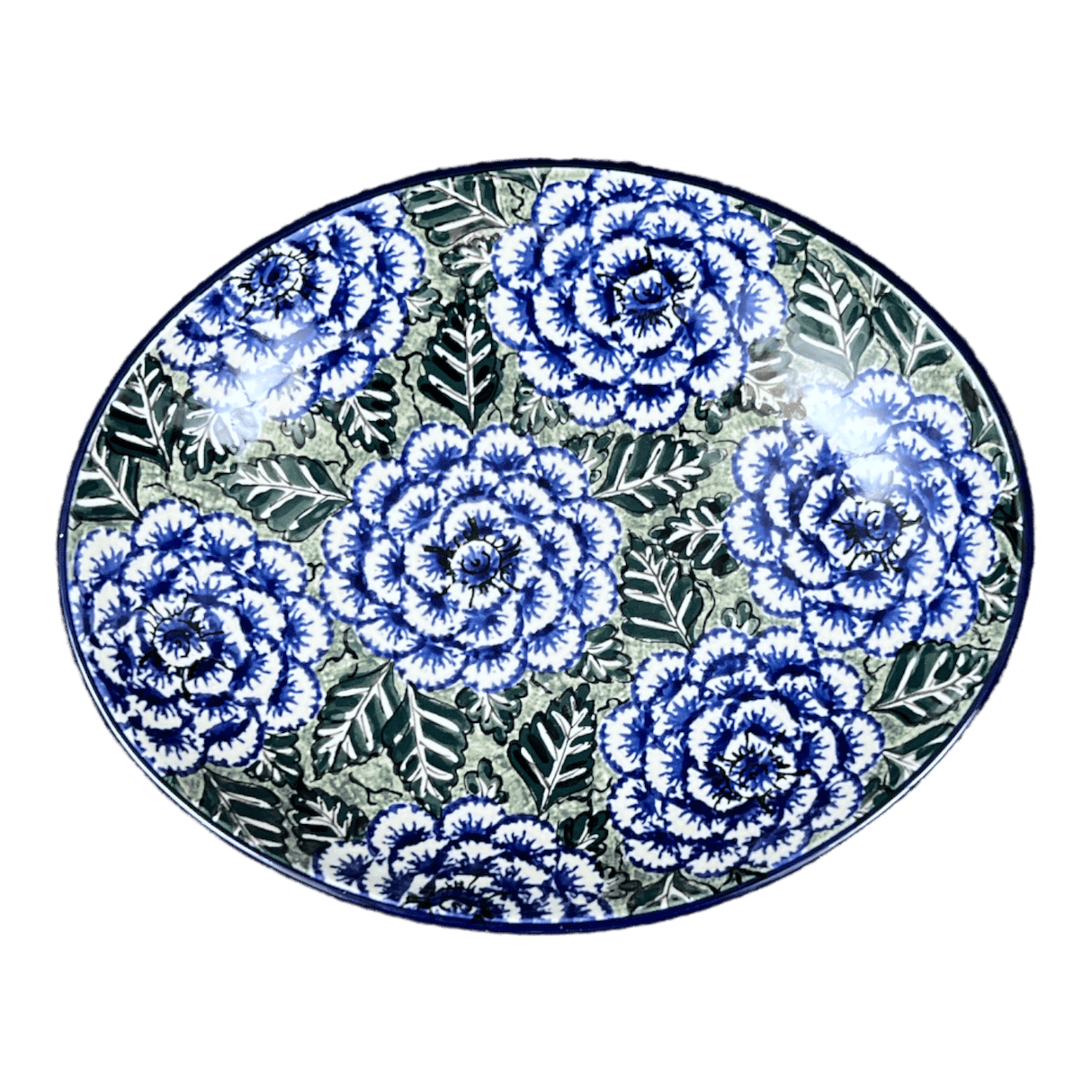 Dish, Oval, 10.25" in "Blue Dahlia" by Ceramika Artystyczna | AC93-U1473