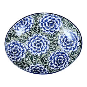 Polish Pottery CA 10.25" Oval Dish (Blue Dahlia) | AC93-U1473 Additional Image at PolishPotteryOutlet.com