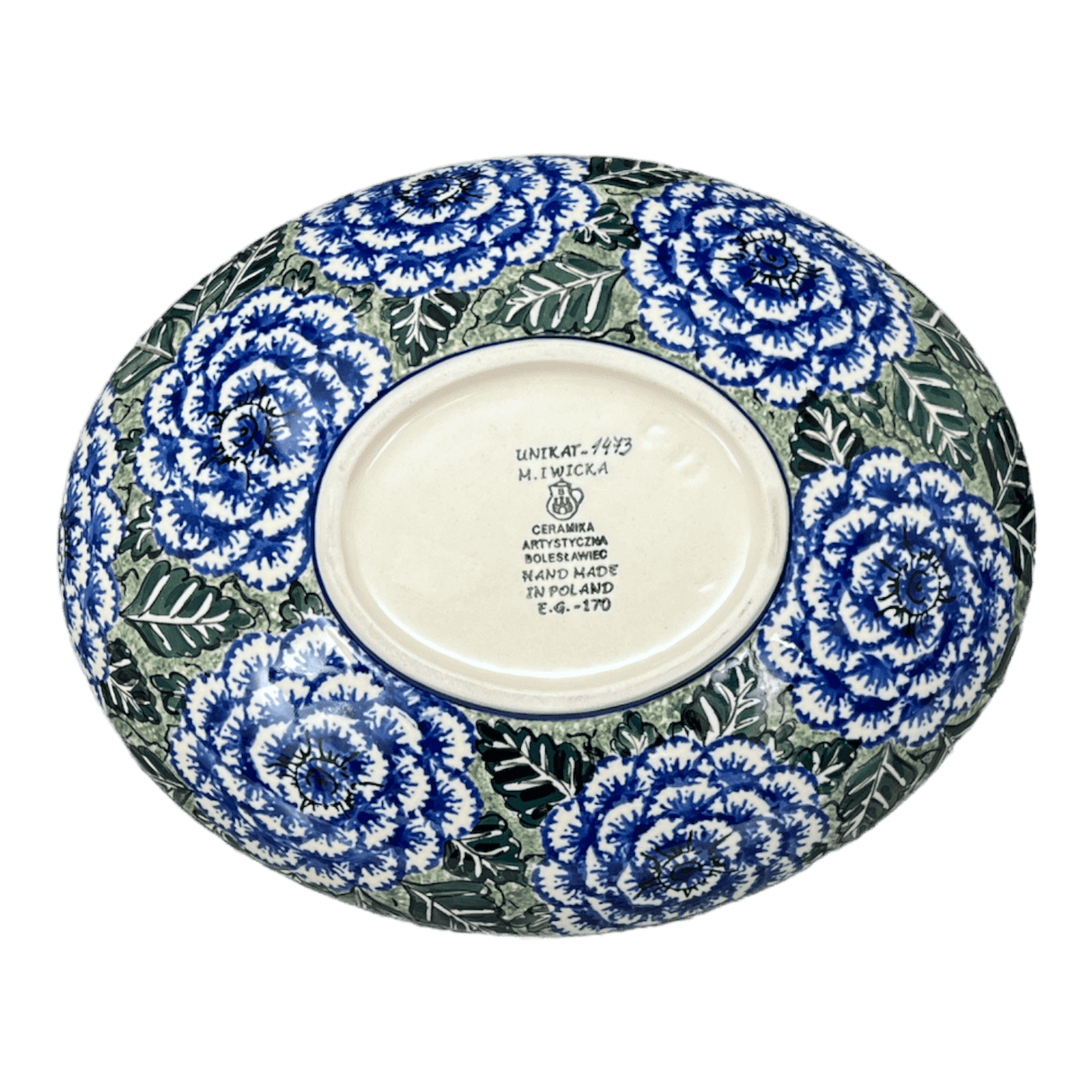 Dish, Oval, 10.25" in "Blue Dahlia" by Ceramika Artystyczna | AC93-U1473