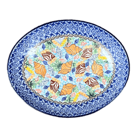 A picture of a Polish Pottery 10.25" Oval Dish (Poseidon's Treasure) | AC93-U1899 as shown at PolishPotteryOutlet.com/products/10-25-oval-dish-poseidons-treasure-ac93-u1899