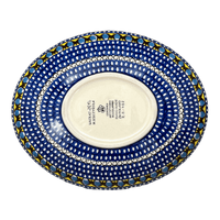 A picture of a Polish Pottery CA 10.25" Oval Dish (Regal Roosters) | AC93-U2617 as shown at PolishPotteryOutlet.com/products/10-25-oval-dish-regal-roosters-ac93-u2617