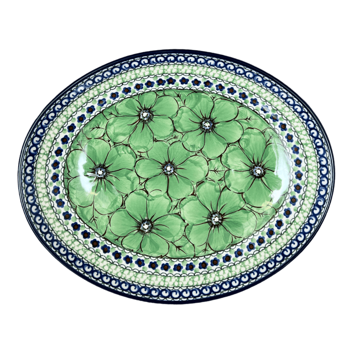 Dish, Oval, 10.25" in "Green Goddess" by Ceramika Artystyczna | AC93-U408A