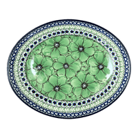 A picture of a Polish Pottery 10.25" Oval Dish (Green Goddess) | AC93-U408A as shown at PolishPotteryOutlet.com/products/10-25-oval-dish-green-goddess-ac93-u408a