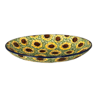 A picture of a Polish Pottery CA 10.25" Oval Dish (Sunflower Fields) | AC93-U4737 as shown at PolishPotteryOutlet.com/products/10-25-oval-dish-sunflower-fields-ac93-u4737