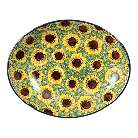 Polish Pottery 10.25" Oval Dish (Sunflower Fields) | AC93-U4737 Additional Image at PolishPotteryOutlet.com