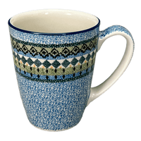 A picture of a Polish Pottery Extra-Large 22 oz. Mug (Aztec Blues) | AD60-U4428 as shown at PolishPotteryOutlet.com/products/extra-large-22-oz-mug-aztec-blues-ad60-u4428
