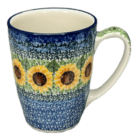 A picture of a Polish Pottery CA 22 oz. Extra-Large Mug (Sunflowers) | AD60-U4739 as shown at PolishPotteryOutlet.com/products/22-oz-extra-large-mug-sunflowers-ad60-u4739