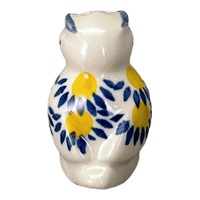 A picture of a Polish Pottery Individual Owl Shaker (Sunny Circle) | AD91-0215 as shown at PolishPotteryOutlet.com/products/individual-owl-shaker-sunny-circle-ad91-0215