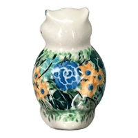 A picture of a Polish Pottery Individual Owl Shaker (Garden Trellis) | AD91-U2123 as shown at PolishPotteryOutlet.com/products/individual-owl-shaker-garden-trellis-ad91-u2123