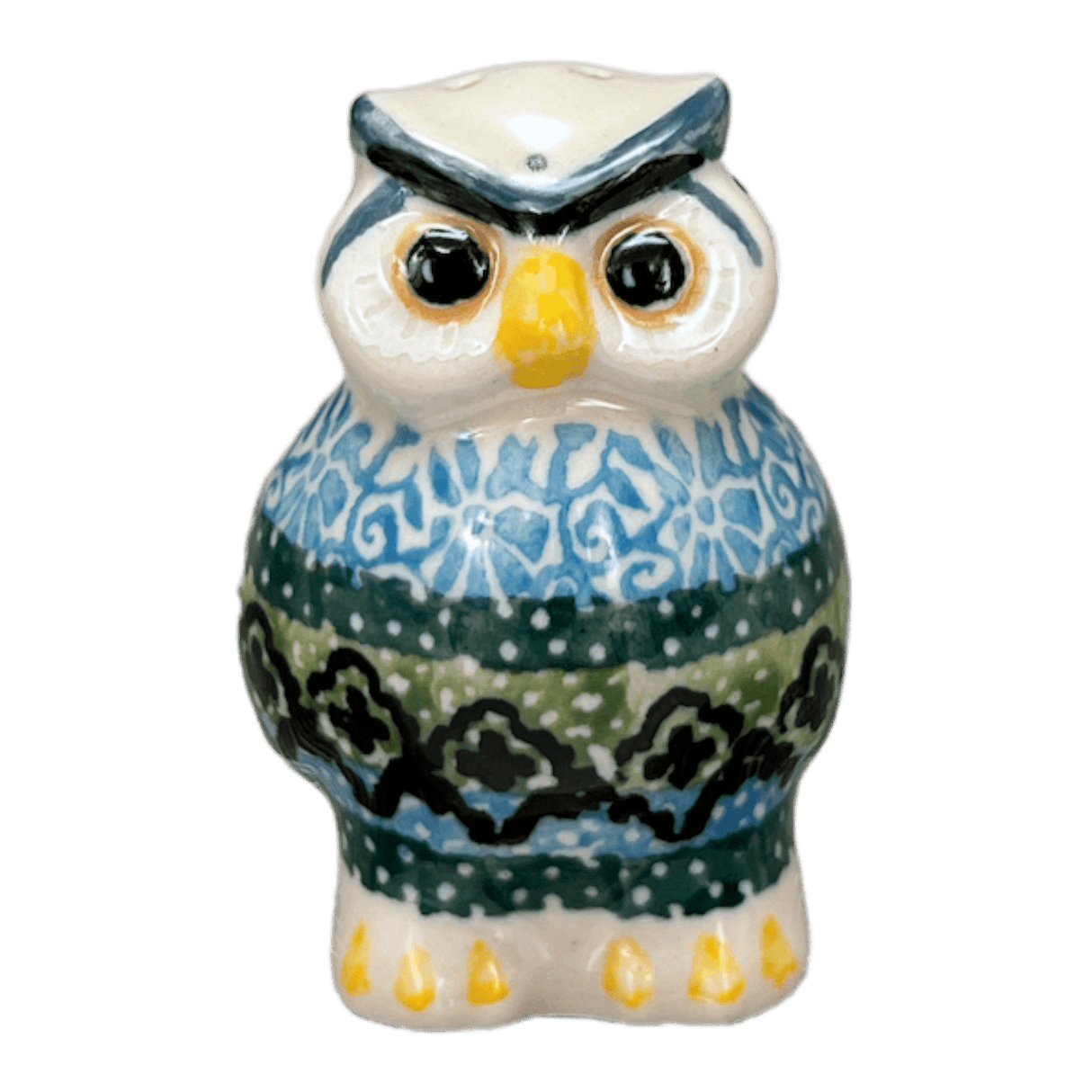 Shaker, Owl, 2.25" in "Aztec Blues" by Ceramika Artystyczna | AD91-U4428