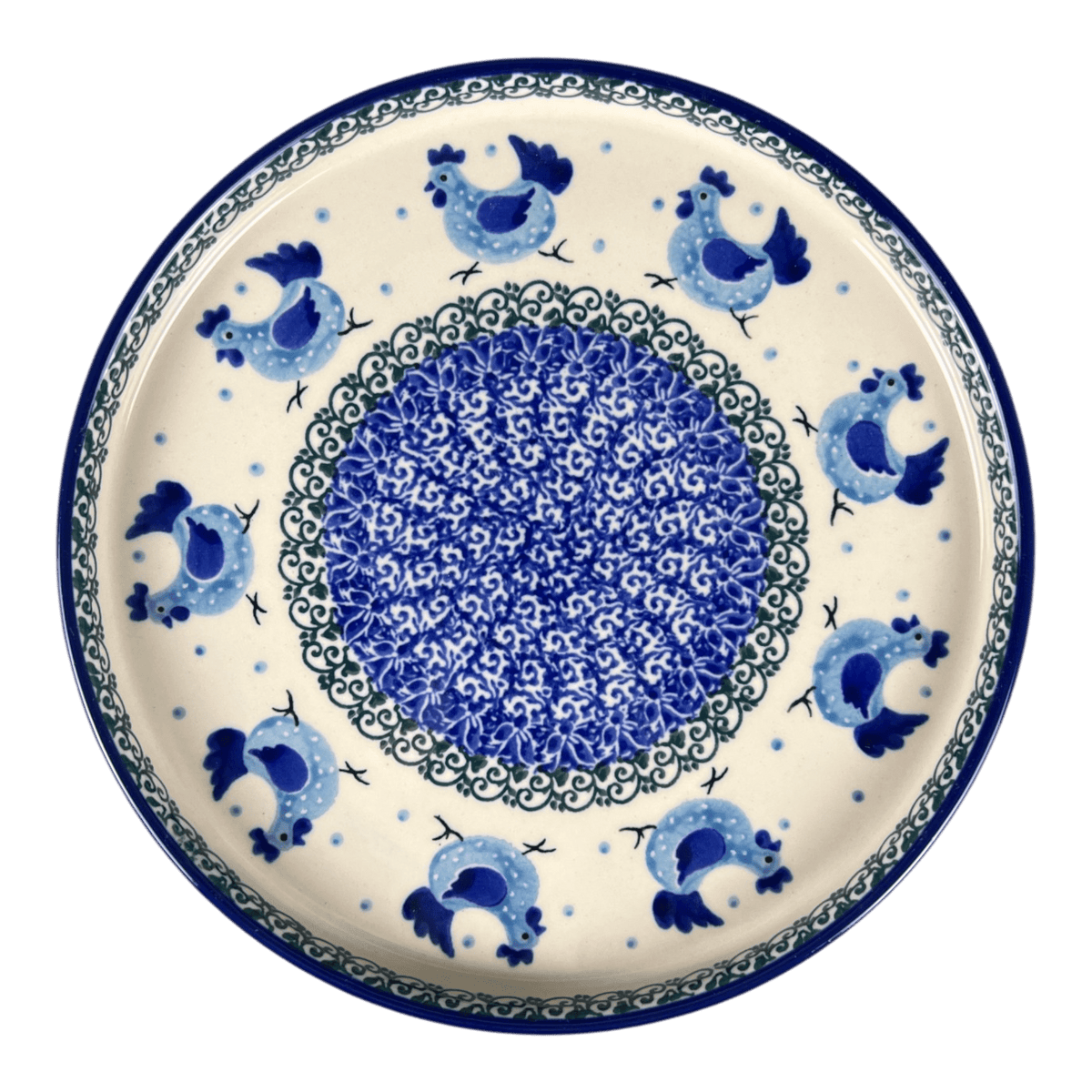 Small Round Tray, 7.75" in "Hens on the Run" by Ceramika Artystyczna | AE92-3329X