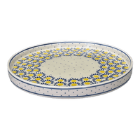 A picture of a Polish Pottery Round Tray (Sunny Circle) | AE93-0215 as shown at PolishPotteryOutlet.com/products/round-tray-sunny-circle-ae93-0215