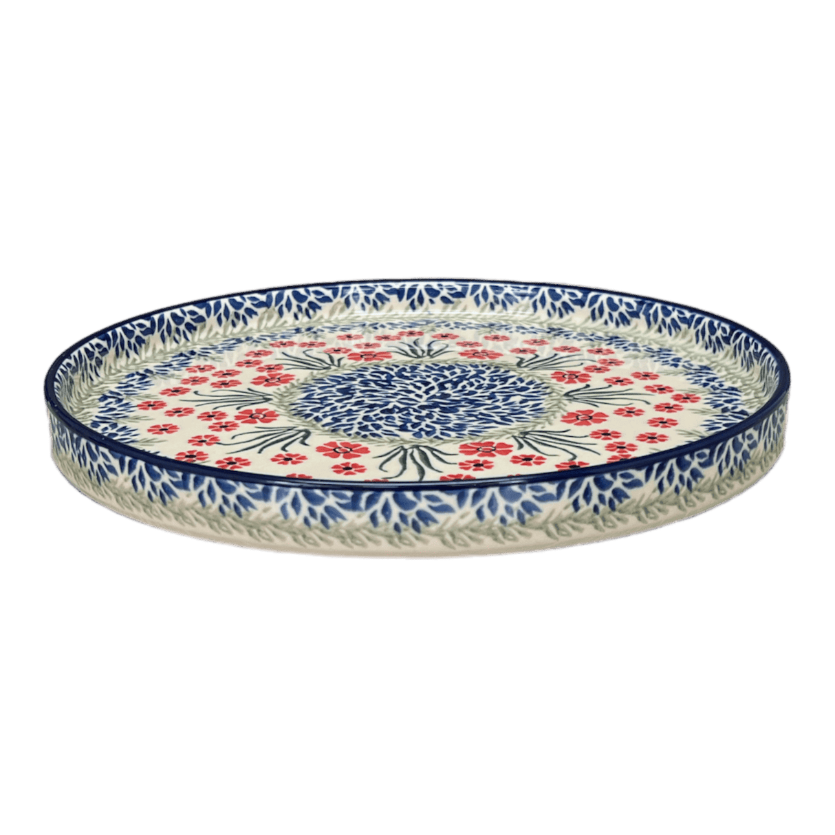 Tray, Round, 10" in "Red Aster" by Ceramika Artystyczna | AE93-1435X