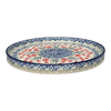 Polish Pottery CA 10" Round Tray (Red Aster) | AE93-1435X at PolishPotteryOutlet.com